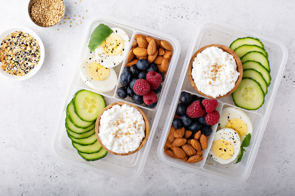 Lunch or snack box with high protein food